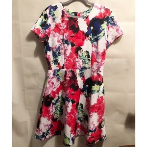 MILLY Floral Short Sleeve Skater Dress Size 12